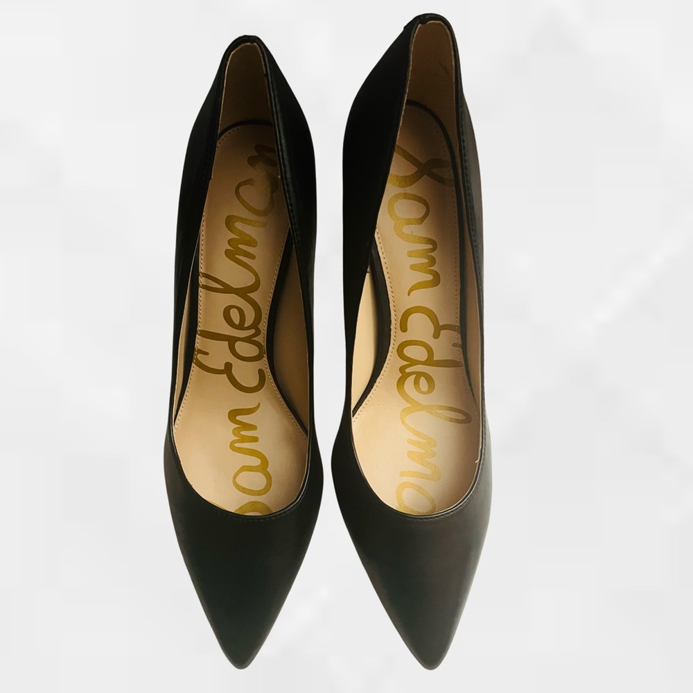 Sam Edelman Tristan Pointed Toe Leather Black Heels